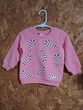NWT Mudpie Girls' Pink Candy Cane Sweatshirt